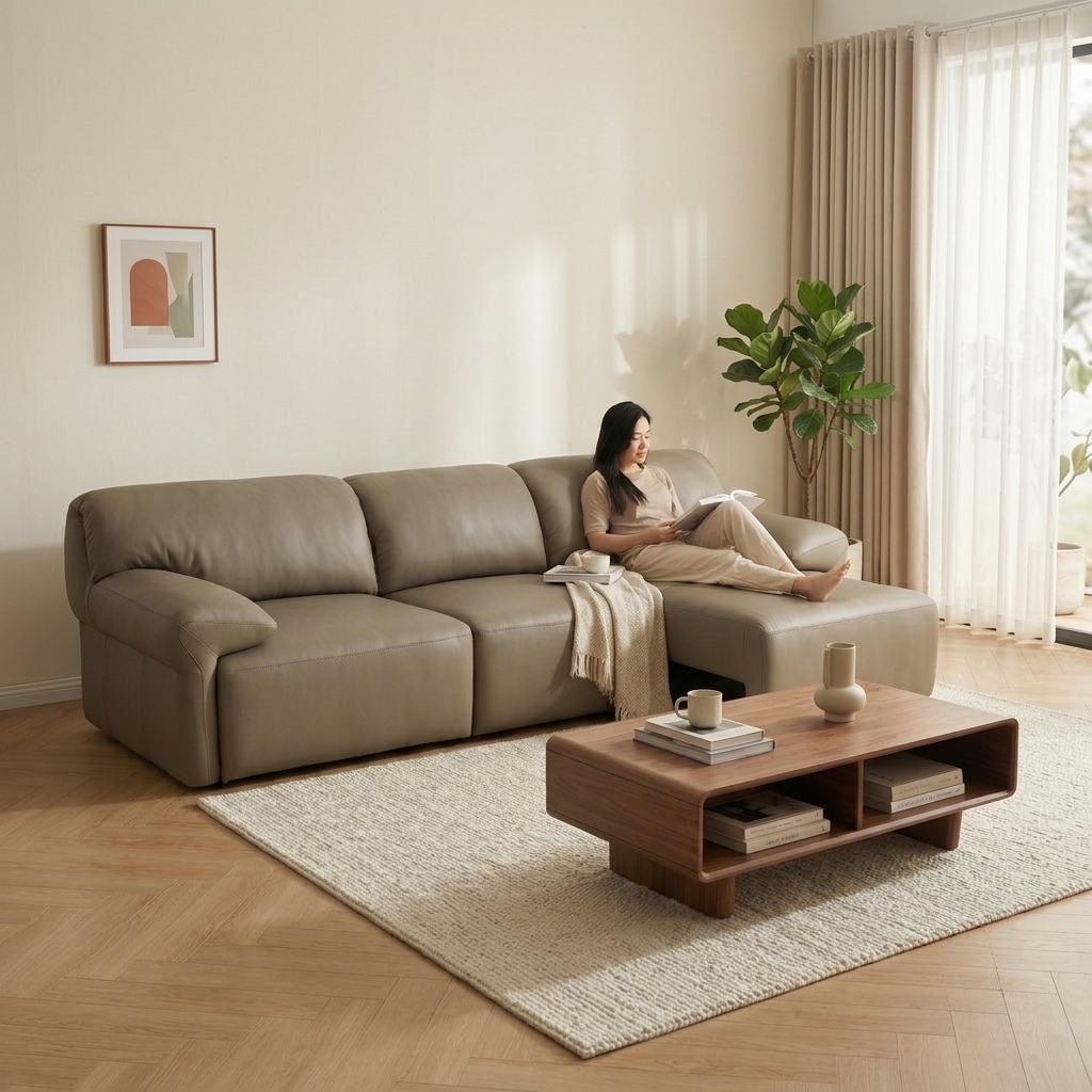 Ghế sofa 3 chỗ ngồi có điều chỉnh duỗi thẳng nệm ngồi bằng điện
